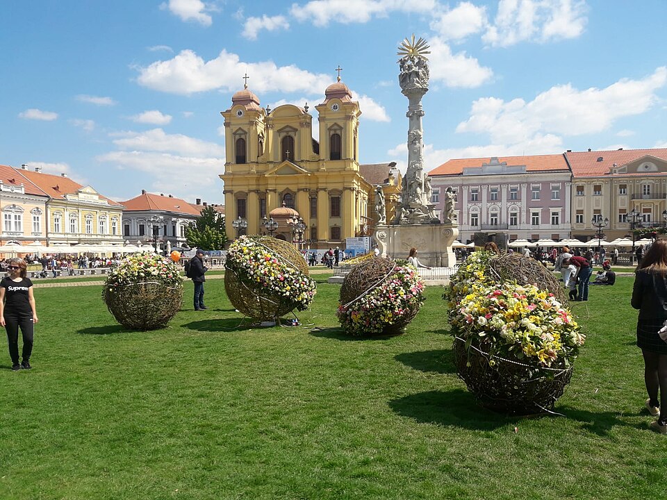 Ponto Turístico Praça da Vitória (Piața Victoriei) em Timișoara